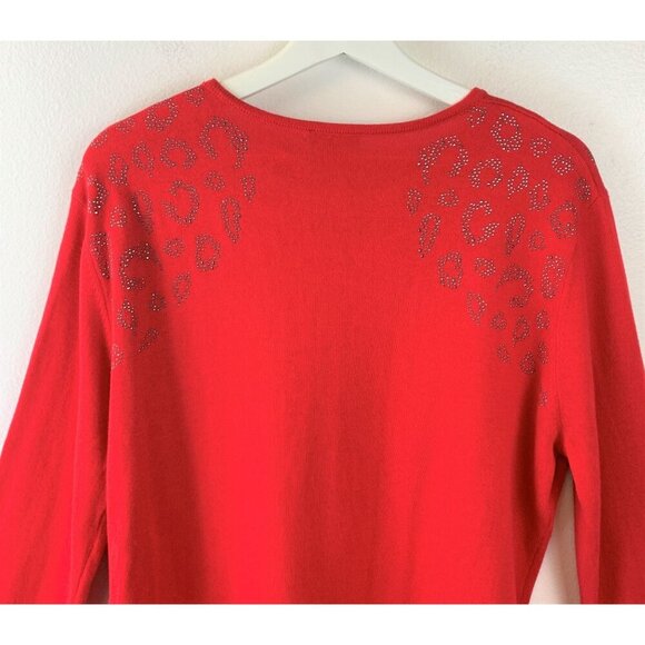 NWT VINCE CAMUTO Studded Shoulder Animal Print Jacquard Sweater Size XL - Picture 6 of 9